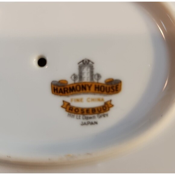 Vintage Harmony House Fine China, Japan, "Rosebud" Gravy Boat Attached Tray - Picture 5 of 11